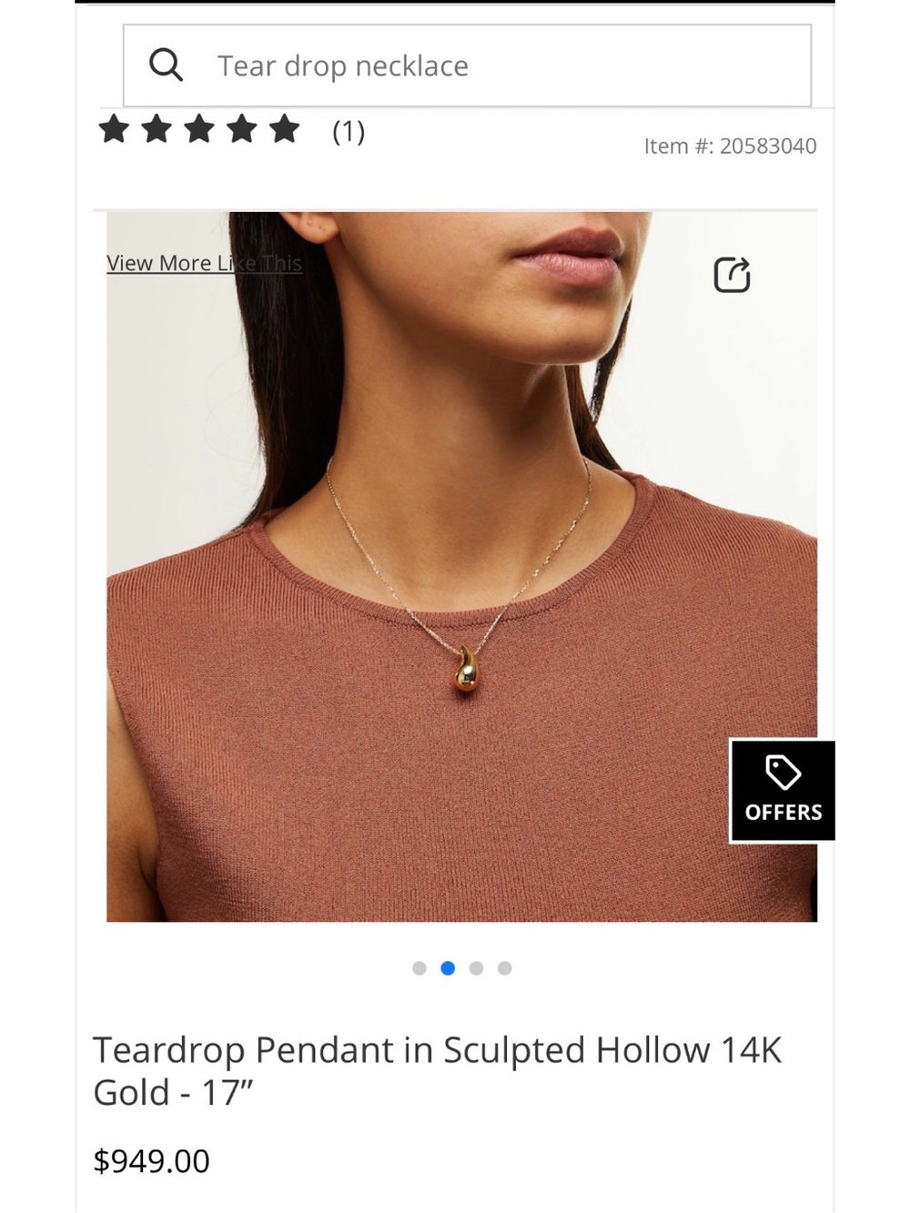 Teardrop Pendant Necklace in 14K Gold - Elegant Women's Jewelry